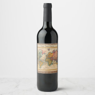 World Map 1780 Bonne Antique Planisphere Wine Label