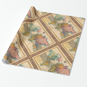 World Map 1780 Bonne Antique Planisphere Wrapping Paper
