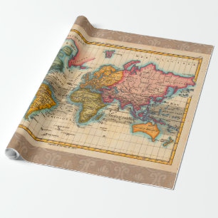 World Map 1780 Bonne Antique Planisphere Wrapping Paper