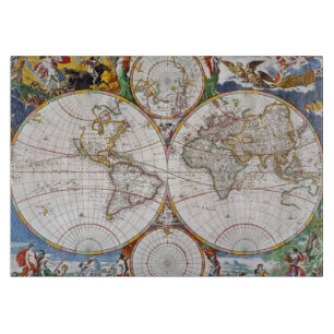 WORLD MAP, 17th CENTURY Cutting Board