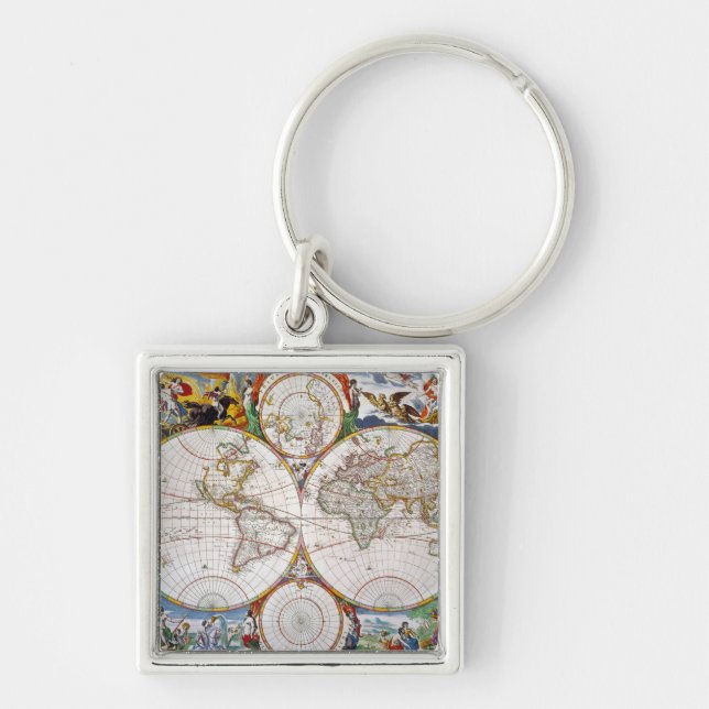 WORLD MAP, 17th CENTURY Key Ring (Front)