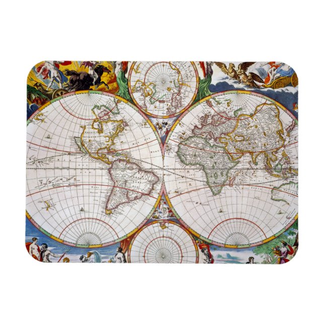 WORLD MAP, 17th CENTURY Magnet (Horizontal)