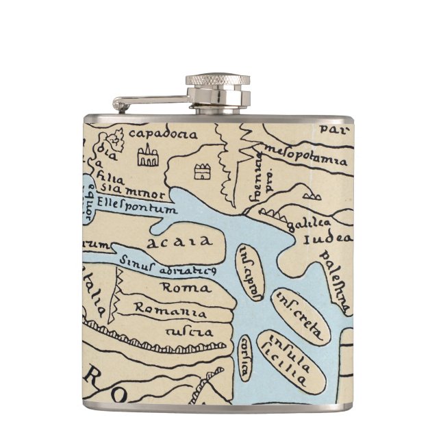 WORLD MAP 2ND CENTURY HIP FLASK (Front)