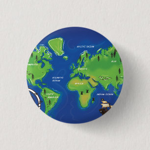 World Map 3 Cm Round Badge