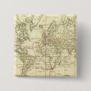 World Map 5 15 Cm Square Badge