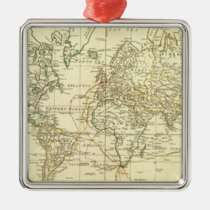 World Map 5 Metal Tree Decoration