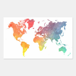 world map 5 rectangular sticker
