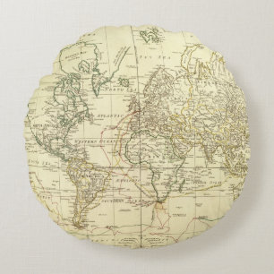 World Map 5 Round Cushion