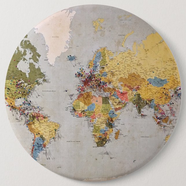 world map 6 cm round badge (Front)