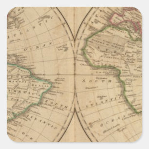 World Map 7 Square Sticker