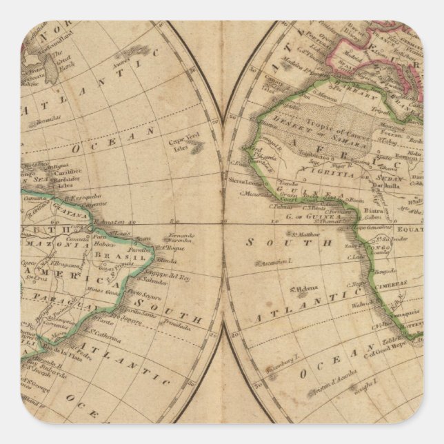 World Map 7 Square Sticker (Front)