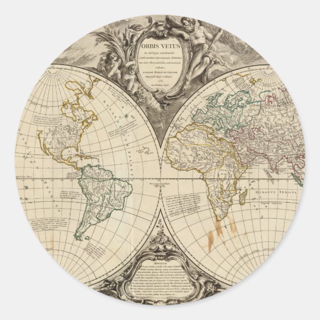 World Map 8 Classic Round Sticker (Front)