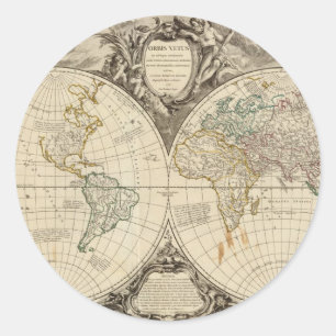 World Map 8 Classic Round Sticker