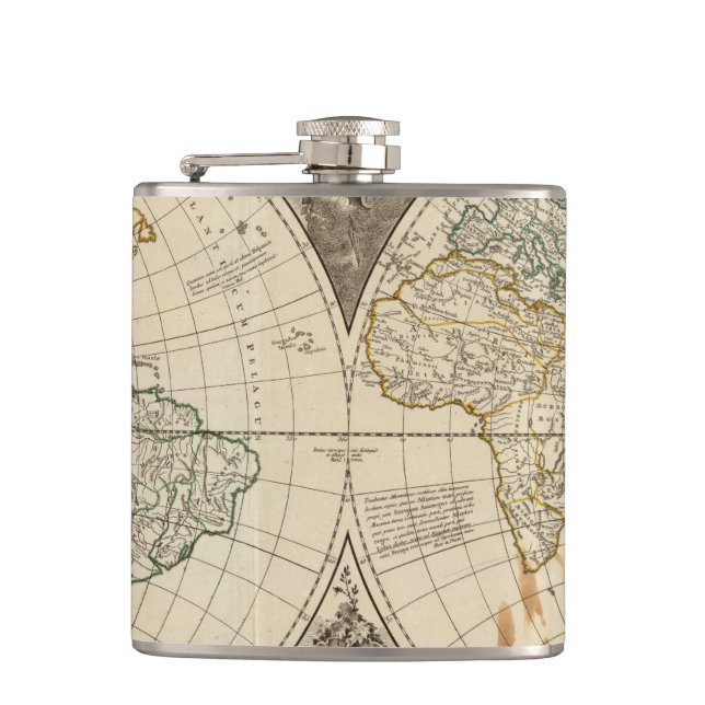 World Map 8 Hip Flask (Front)