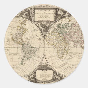 World Map 9 Classic Round Sticker