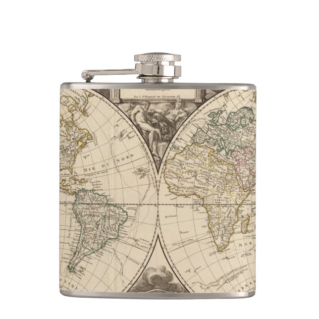 World Map 9 Hip Flask (Front)