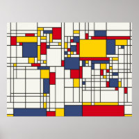 World Map Abstract Mondrian Style