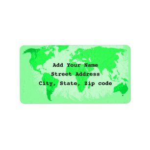 World Map Abstract Neon Green Artsy Traveller 2023 Label