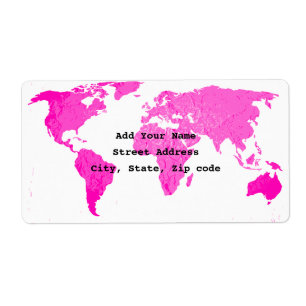 World Map Abstract Pink Purple White Art Traveller