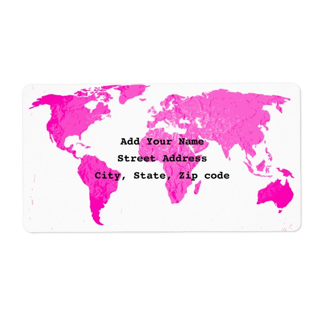 World Map Abstract Pink Purple White Art Traveller (Front)