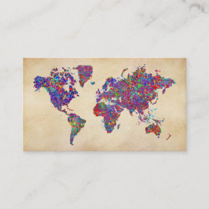 World Map, Action Painting Business Card