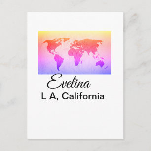 World map add name text place country city text mi postcard