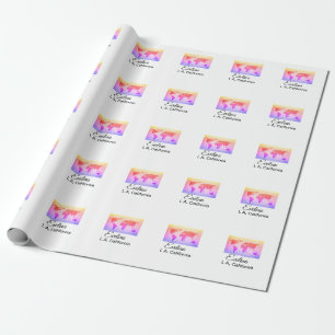 World map add name text place country city text mi wrapping paper