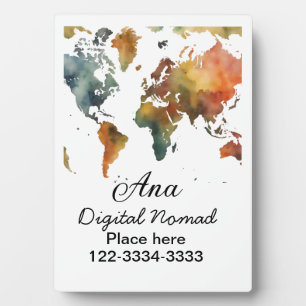 World map add your name text place city phone plaque