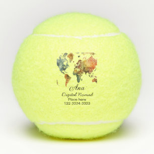 World map add your name text place city phone tennis balls