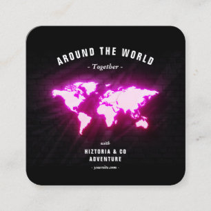 World Map Adventure Travel Guide Square Business Card