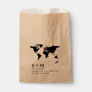 World Map Aeroplane Heart Typewriter Travel Theme Favour Bags