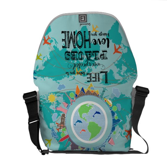 World Map Aeroplanes Flight Routes Commuter Bag
