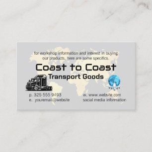 World Map Air Plane Semi Truck Transports Business Card
