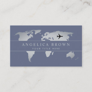 World Map Aircraft Business Card