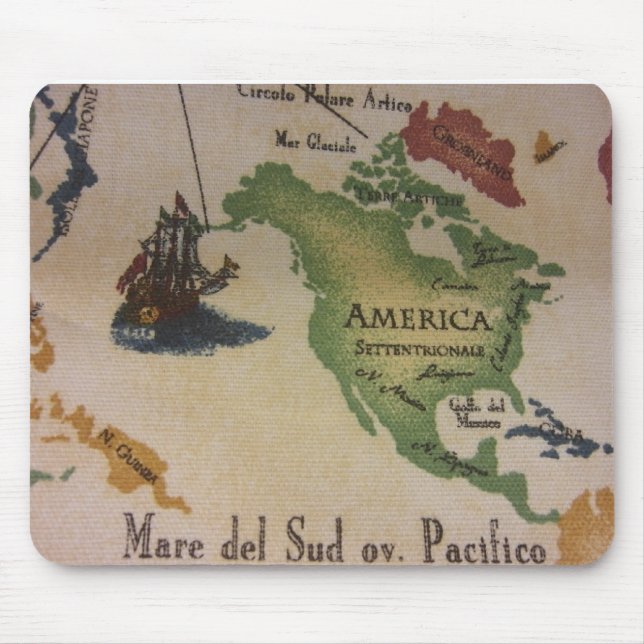 World Map - America Mouse Mat (Front)
