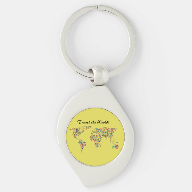 World Map and Travel the World Key Ring (Front)