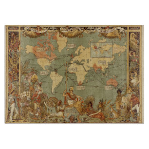 World Map Antique 1886 Illustrated Cutting Board