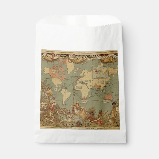 World Map Antique 1886 Illustrated Favour Bags (Front)