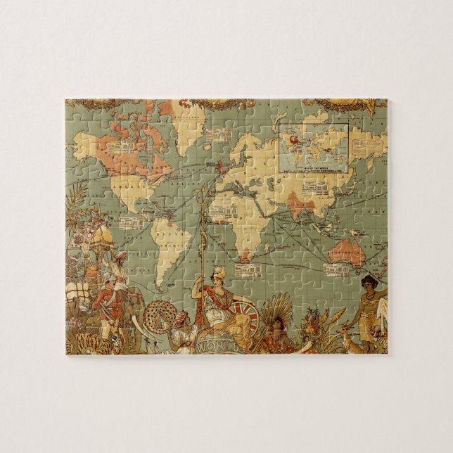 World Map Antique 1886 Illustrated Jigsaw Puzzle (Horizontal)