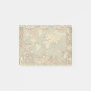World Map Antique 1886 Illustrated Post-it Notes