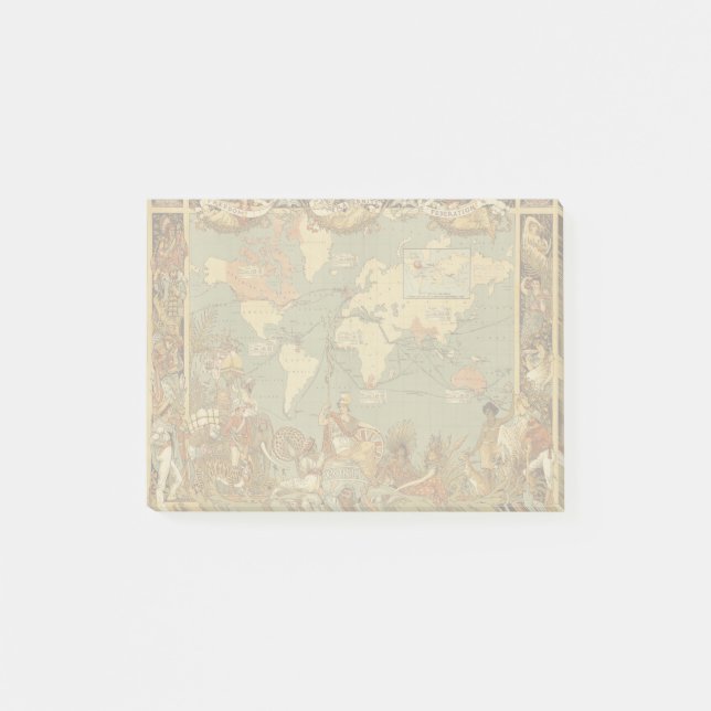 World Map Antique 1886 Illustrated Post-it Notes (Front)