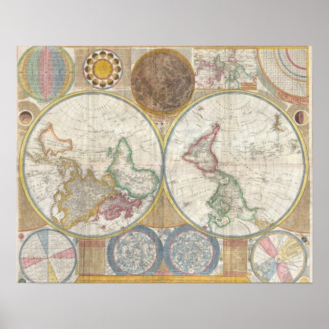 World map antique old vintage poster (Front)