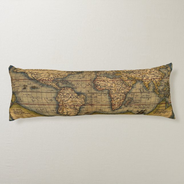 World Map Antique Ortelius Europe Travel Body Cushion (Back)