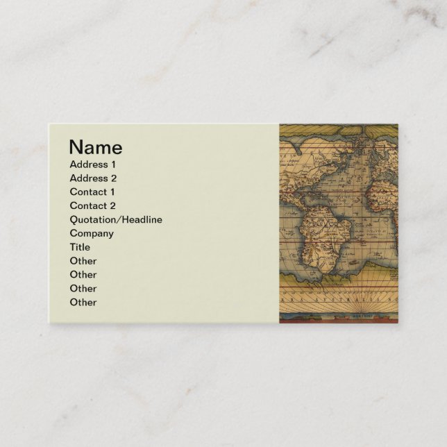 World Map Antique Ortelius Europe Travel Business Card (Front)