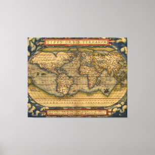 World Map Antique Ortelius Europe Travel Canvas Print