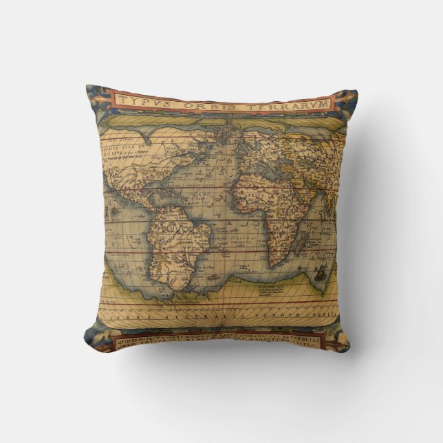 World Map Antique Ortelius Europe Travel Cushion (Front)