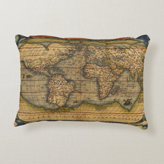 World Map Antique Ortelius Europe Travel Decorative Cushion (Back)