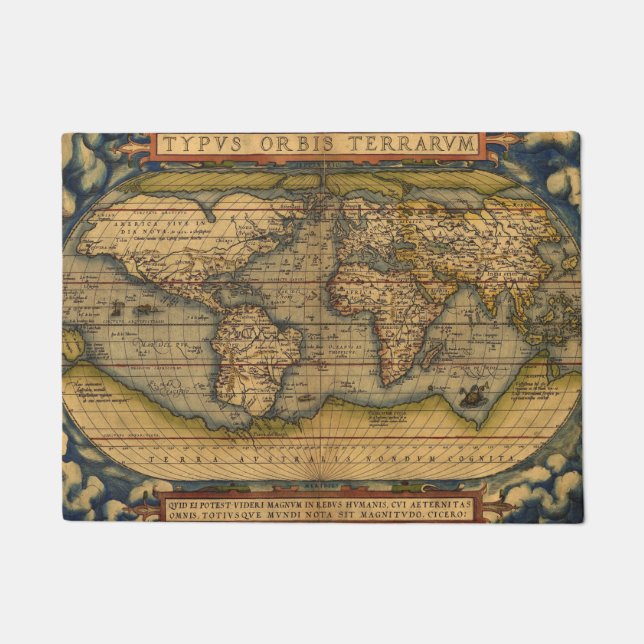 World Map Antique Ortelius Europe Travel Doormat (Front)