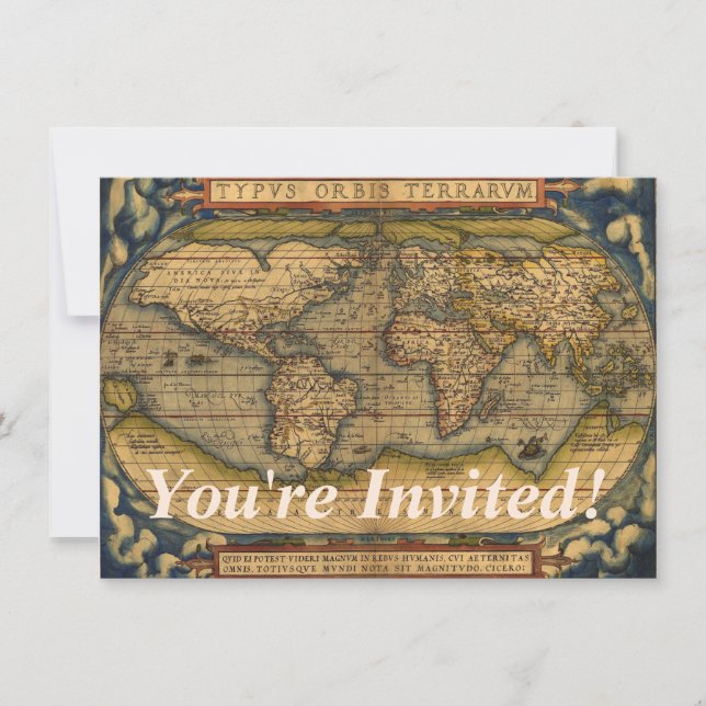 World Map Antique Ortelius Europe Travel Invitation (Front)