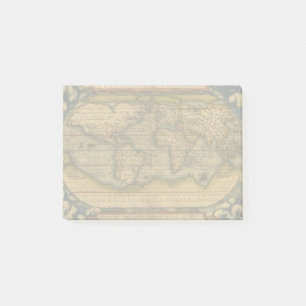 World Map Antique Ortelius Europe Travel Post-it Notes